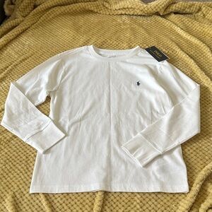 NWT Polo by Ralph Lauren Kids' Classic White Long Sleeve Tee Size 8